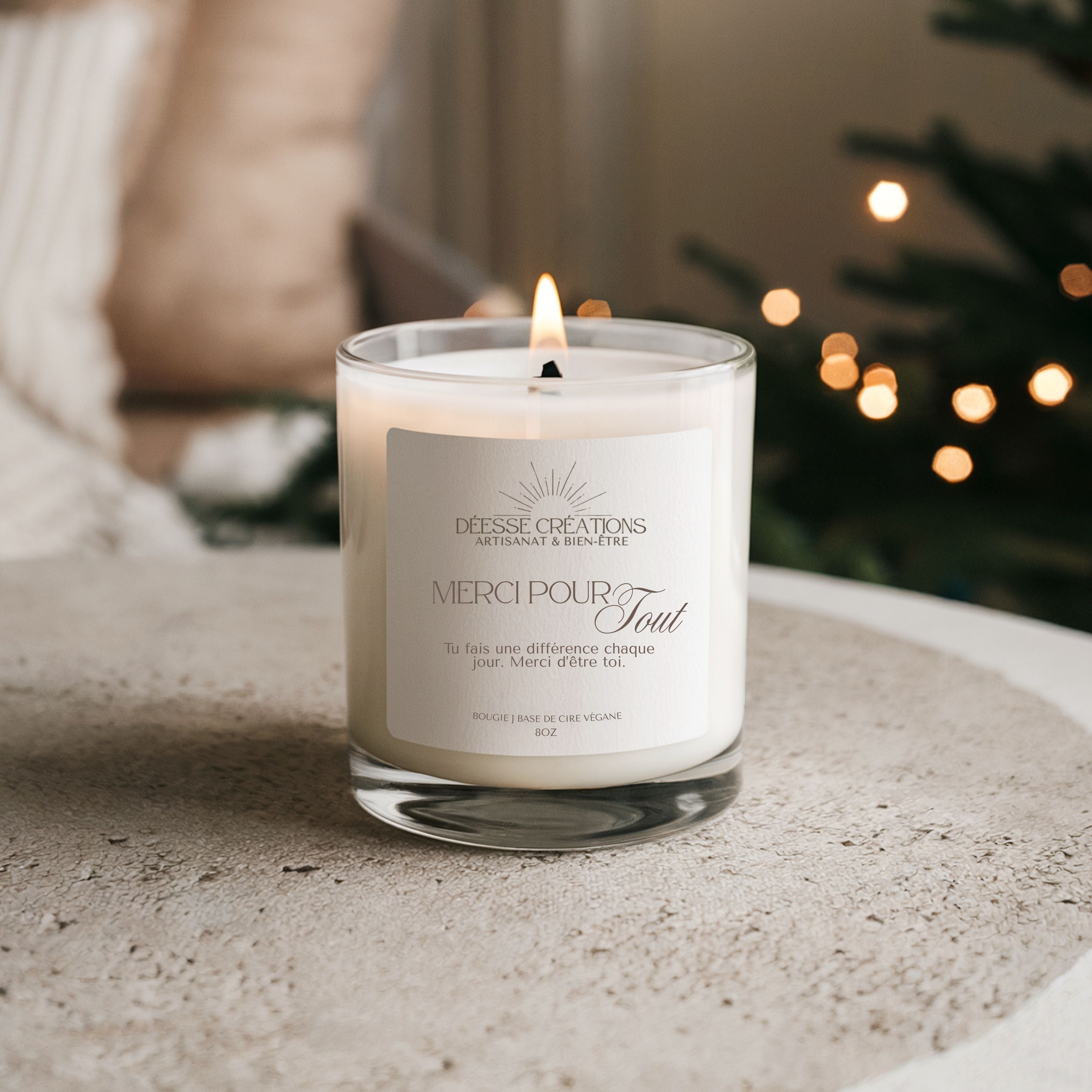 BOUGIE MESSAGE: MERCI POUR TOUT - Déesse Créations Artisanales