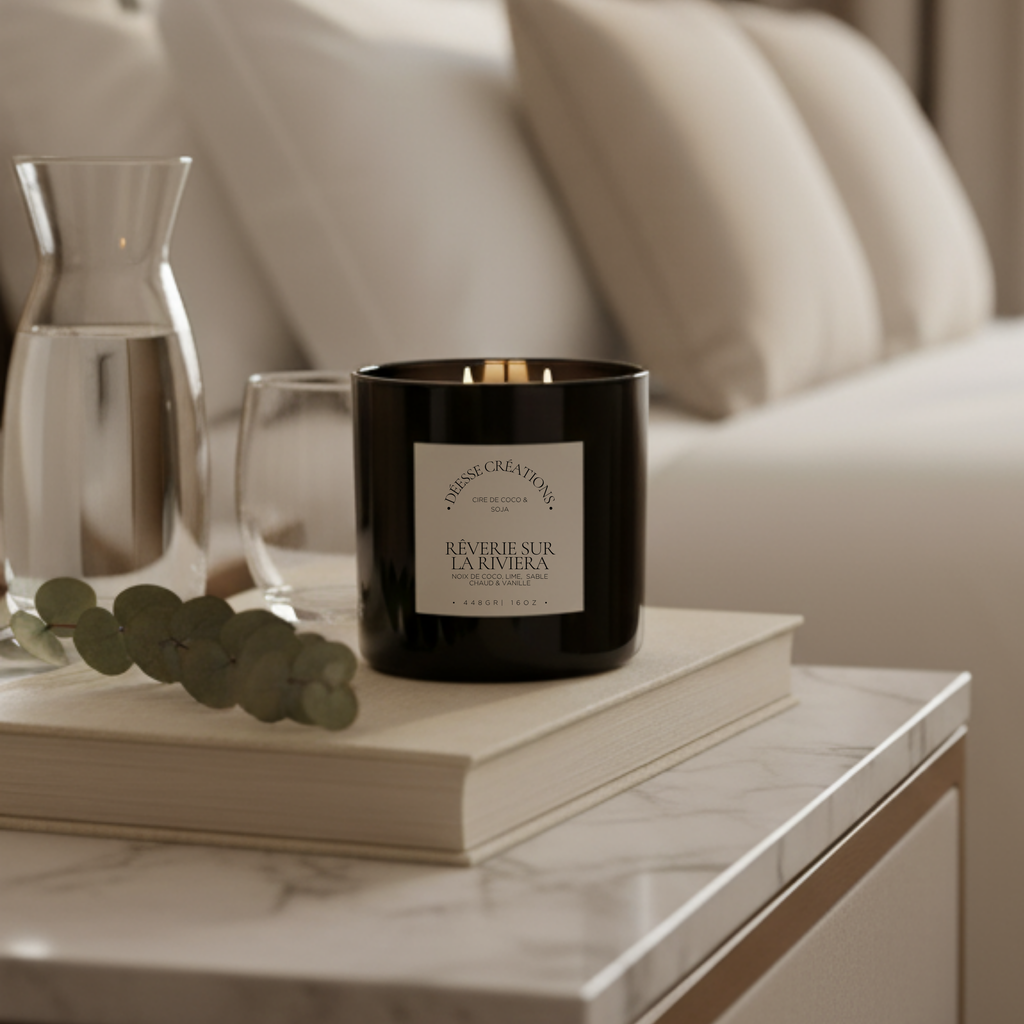 BOUGIE GRAND FORMAT: RÊVERIE SUR LA RIVIERA