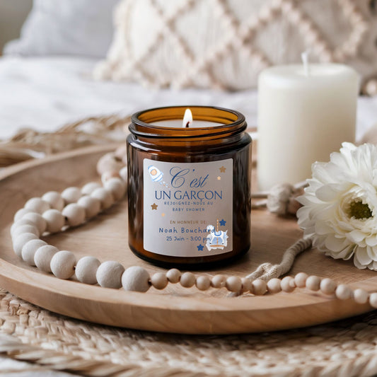 BOUGIE PERSONNALISABLE POUR BABY SHOWER