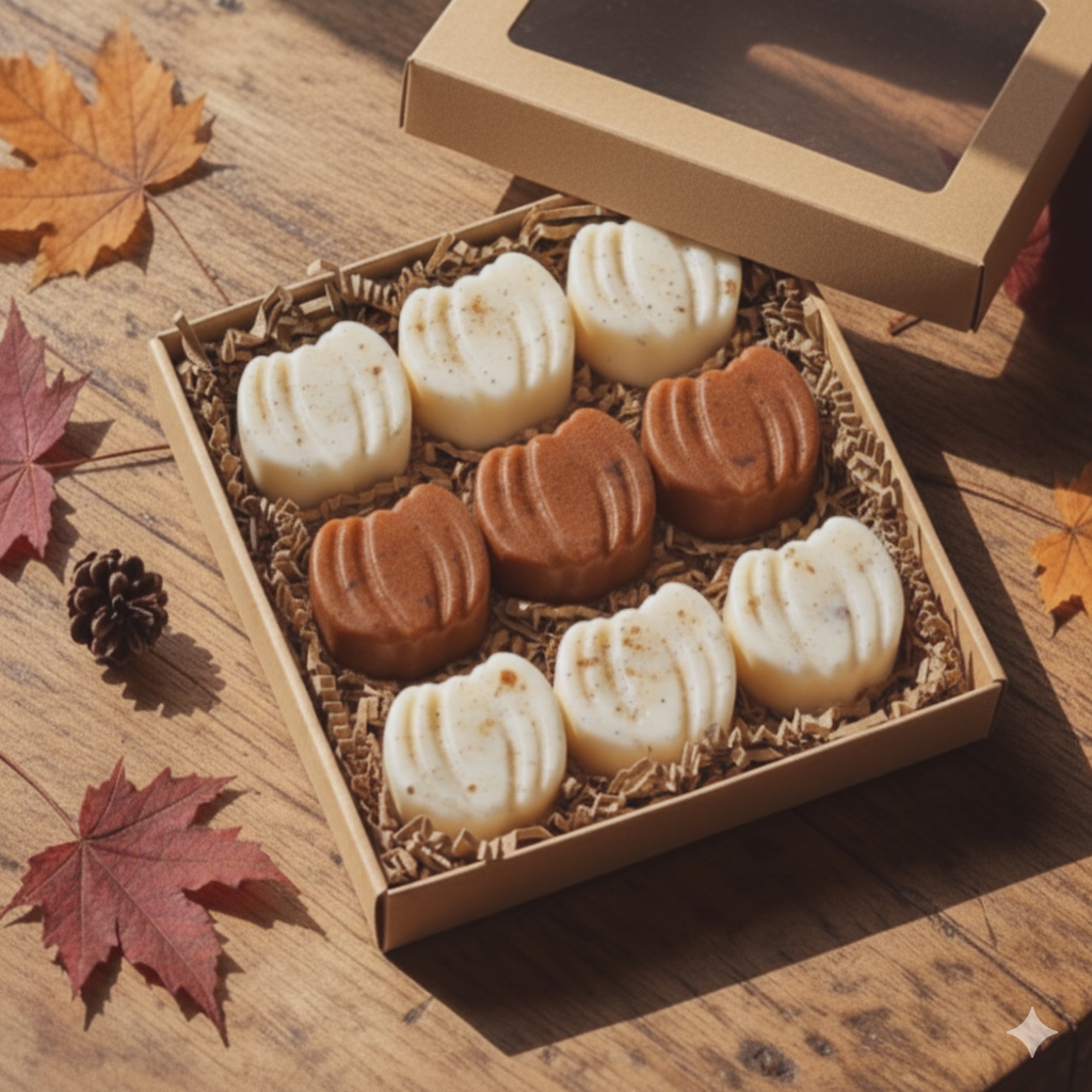 BOÎTE DE CIRES AROMATIQUES D’AUTOMNE : CACAO CHAUD & CITROUILLE